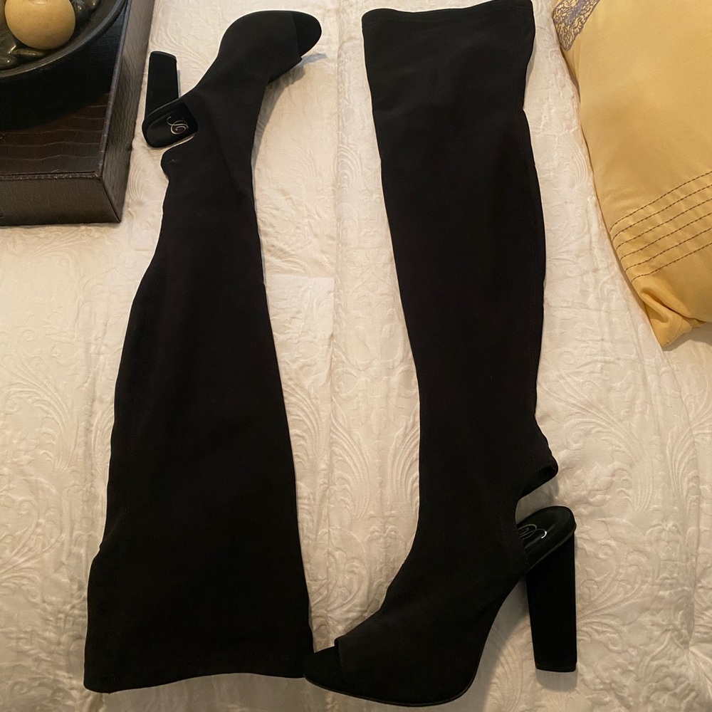 Black thigh high boots